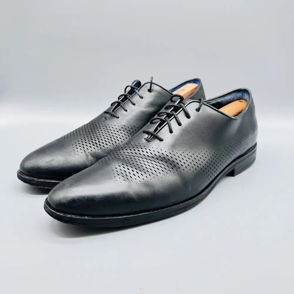 Cole Haan Shoes Mens 12 Black Perforated Leather Oxford Grand OS Dress Lace Up